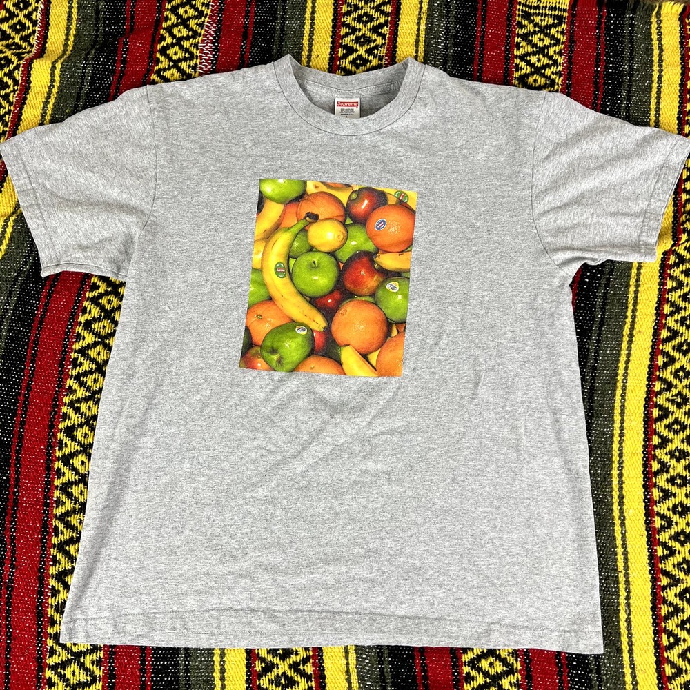 Supreme Fruit Tee Heather gray size large made in usa